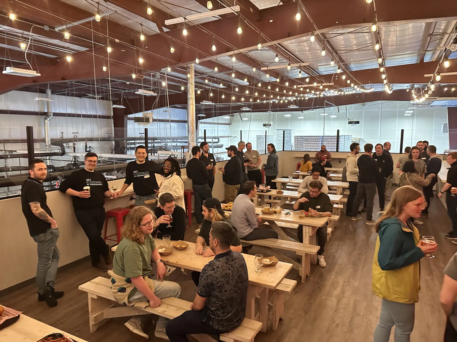 The community out together at a brewery social
